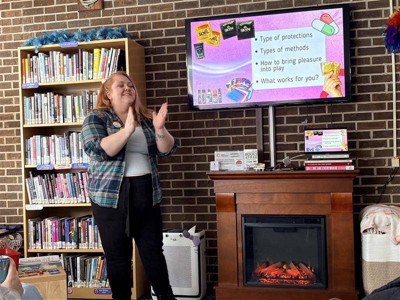 Image of a female presenting about prep